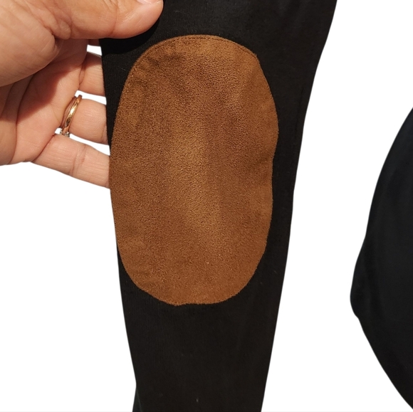 RALPH LAUREN BLACK COTTON TOP W/ CONTRAST ELBOW PATCHES AND SHOULDER ZIPPER XL - Picture 8 of 12